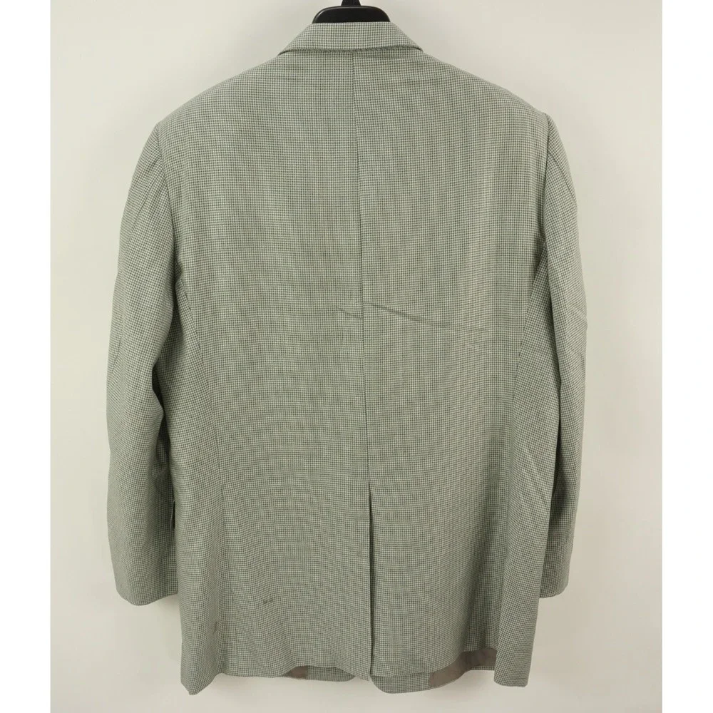 Hickey Freeman Silk Wool Jersey Houndstooth Madison Blazer Mens 46L Blue Cream‎